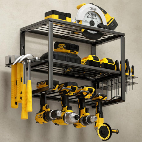 YYR Heavy Duty Power Tool Organizer Wall Mount - Cordless Drill Hanger Storage Rack with Charging Station Shelf