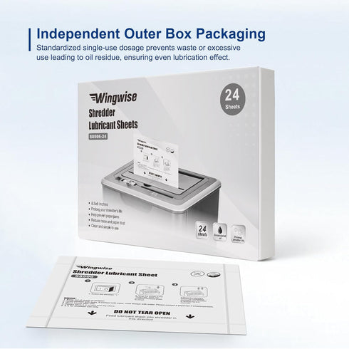 Wingwise 24-Pack 8.5 6 Inches, Shredder Lubricant Sheets, x Sharpens Blades & Prevents Jams, Mess-Free Maintenance