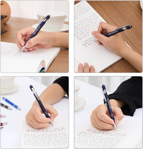 Funny Pens, 12 Pcs Sarcastic Ballpoint Pens, Fine Point Smooth Writing Pens with Screens Touch Stylus Tips, Black Ink