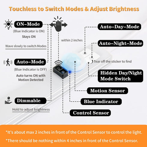 15.7" Dimmable, Closet, 2Pack Improved Touchless USB Plug-in LED Motion Sensor Under Cabinet Light, Super Bright
