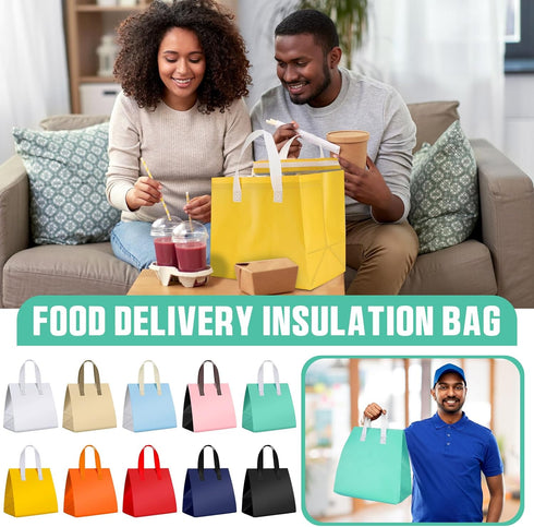 50 9.5" 9.5" 6"(Multicolor) Kacctyen Pcs Insulated Take Away Bags Bulk Thermal Insulation Food for Coffee Milk Tea