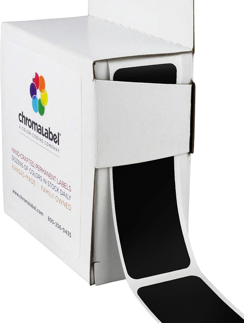 ChromaLabel 1 x 3 Inch Permanent Color Code Rectangle Labels, 100 Stickers per Dispenser Box, Black