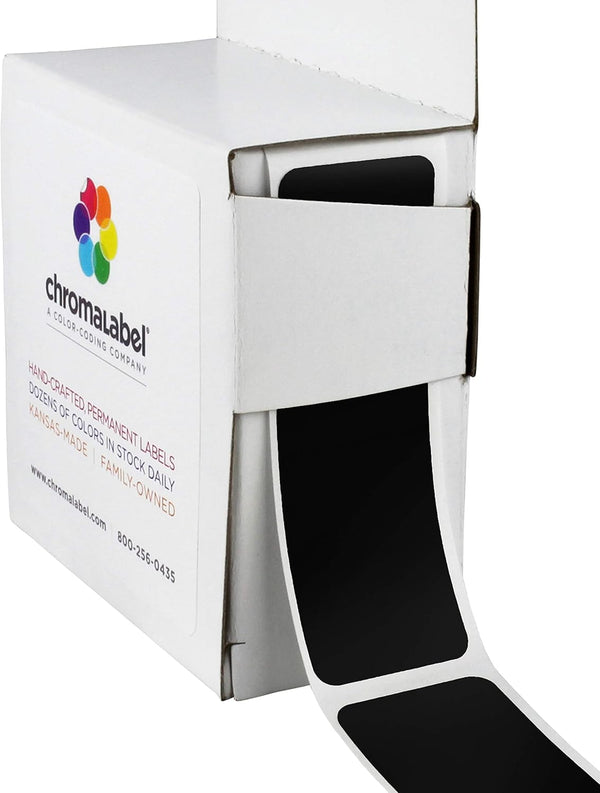 ChromaLabel 1 x 3 Inch Permanent Color Code Rectangle Labels, 100 Stickers per Dispenser Box, Black