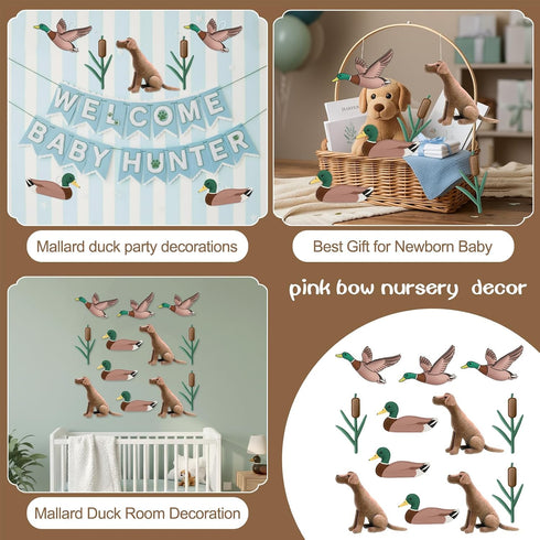 Gilprop 12 Set 4 3 20 Pcs Mallard Duck Theme Nursery Wall Decor - Designs, Each, with Adhesive Dots, Removable Felt