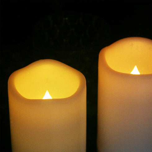 Outdoor Waterproof Battery Operated 3'' x 7'' Flameless Pillar Candle with Timer for Wedding Party Halloween