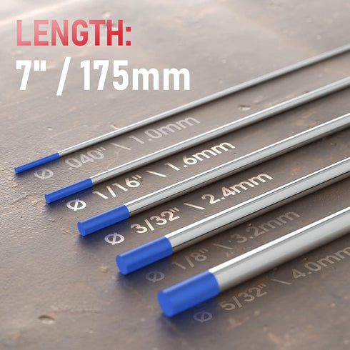 YESWELDER 2% Lanthanated TIG Welding Tungsten Electrode, Assorted-size 5pk 1/16" & 5pk 3/32" (Blue, WL20/EWLa-2)