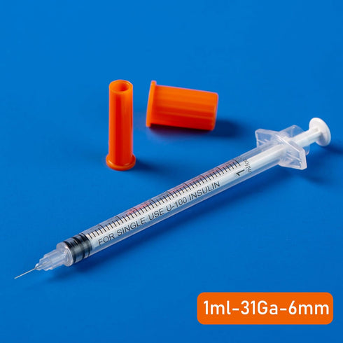 1ml Syringe with 31Ga 1/4 Inch Needles, Sterile Individual Packaging for Lab Supplies, Pack of 100
