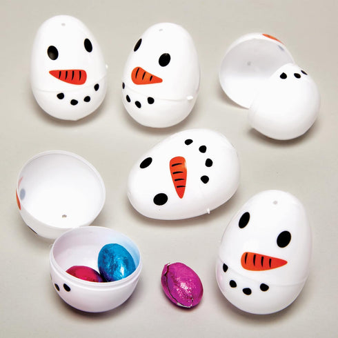 Baker Ross FX626 Snowman Plastic Eggs - Pack of 10, Christmas Party