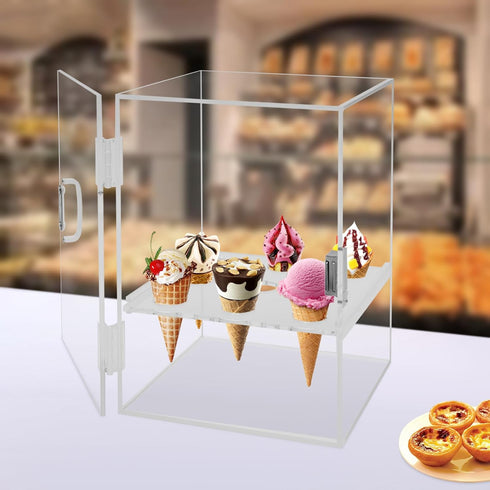 Pinkelin 9 Ice Cream Cone Cabinet, Holes Transparent Acrylic Ice Cream Cone Dispenser Cabinet, Ice Cream Display Stand