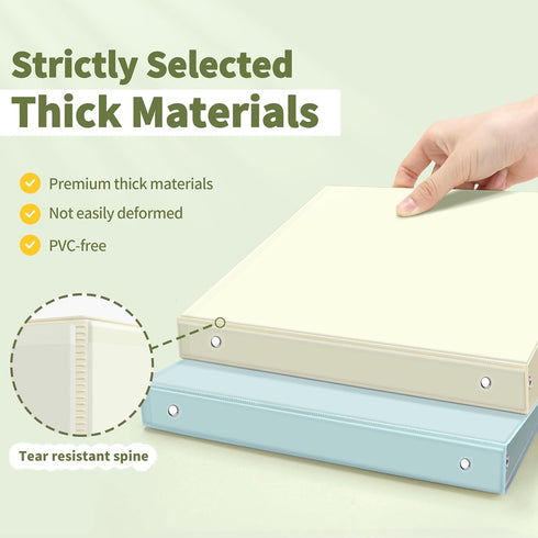 SUNEE 3 Ring Binder 1/2 Inch, 4 Pack, Clear Half Inch View Binder, PVC-Free, Neutral Aesthetic