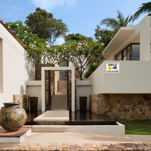 2 Pack Smile You're on Camera Video Surveillance Sign, 10"x7" Rust Free Aluminum Metal Warning Sign, Waterproof