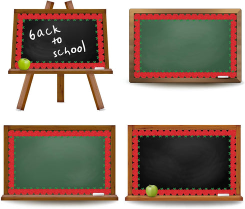 Whaline 65.6Ft Back to School Bulletin Board Border, Glitter Red Apple Die Cut Trim Roll for First Day of School