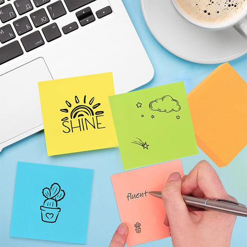 Sticky Notes, 3x3 Inches, Bright Colors Adhesive Sticky Pads, 80 Sheets/Pad, 8 Pads/Pack for Office, Home, School.
