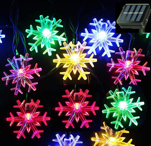 Inngree 20 30 8 Solar Christmas Lights Outdoor Waterproof Decorations Ft LED Snowflake String Fairy Lights
