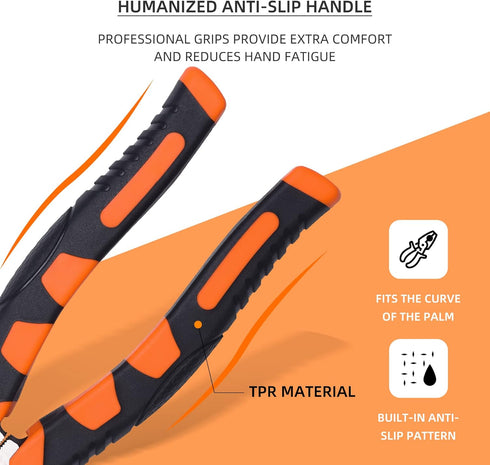 9-Inch Linemans Pliers - Combination Cutting Pliers with TPR Handle for Crimping and Screw Gripping