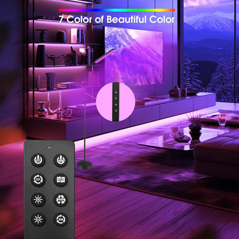 Wio-Mio Dimmer 3000K-6000K, Floor Lamps, RGB Color Changing Bright LED Floor Lamp with Stepless Adjustable Smart Remote