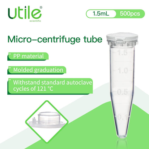 500pcs of 1.5ml Microcentrifuge Tubes, PP Material, Autoclavable Microcentrifuge Tubes, with Graduation and Frosted Writing Area, 4610.1817.500.