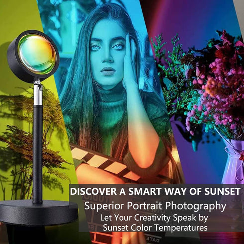 Sunset 16 360 Sunset Lamp Projection Spotlight with Remote RGB Colors for Influencer Video, Degree Rotation Light