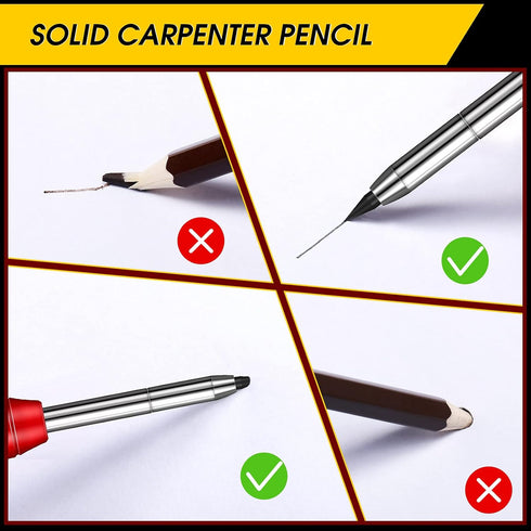 Outus Solid Carpenter Pencil with Sharpener, Mechanical Pencils for Wood Flooring Marker, Carpenters Drawing
