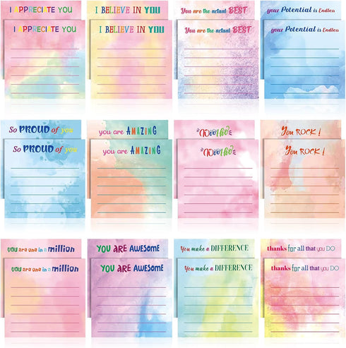 Yinder 24 Pcs Employee Appreciation Sticky Notes - Thank You Gifts Bulk Note Pads with Sayings, Teacher Gift Mini