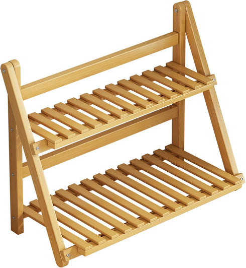 YANQINQIN Bamboo Double-Layer Storage Shelf - 11.8" L x 7.5" W x 13.8"