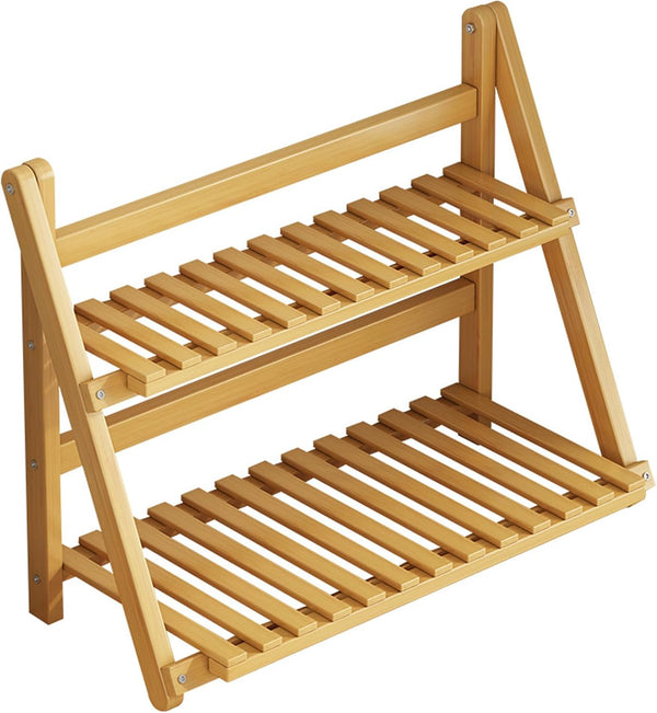 YANQINQIN Bamboo Double-Layer Storage Shelf - 11.8" L x 7.5" W x 13.8"