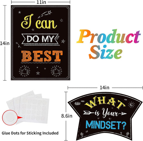 DUAIAI Classroom Decorations, 21 Pcs Growth Mindset Posters Bulletin Board Decorations for School Office Home- 11 x 14 Inch