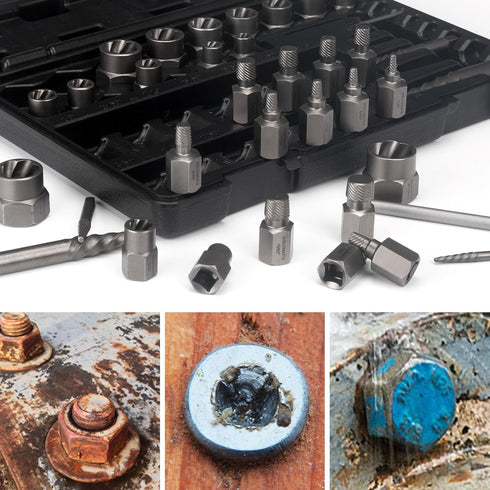 BSUXMAFG 36Pcs Set 2-in-1 Frozen, Bolt Extractor and Spiral Screw Extractors, Multi-Spline Screw Extractors, Stripped
