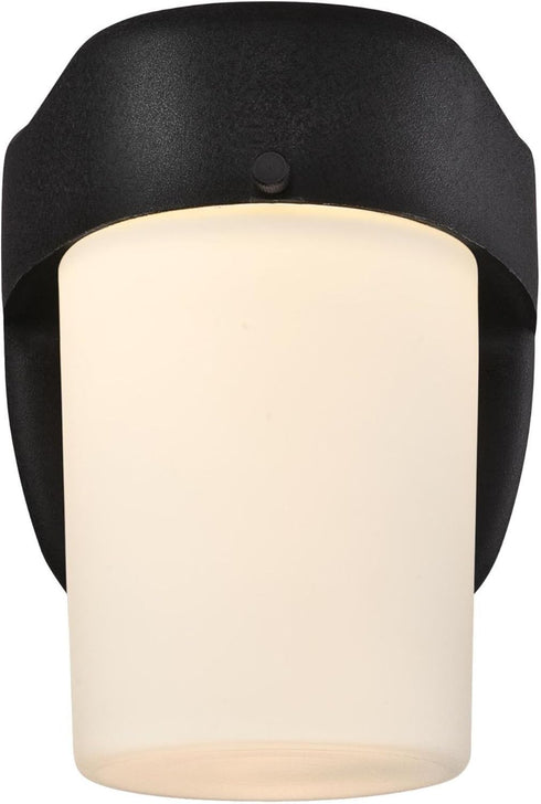 6106700 Dimmable One-Light LED Outdoor Wall Fixture with Dusk to Dawn Sensor, Black Finish with Frosted Opal Glass