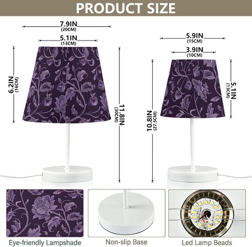 3 ALAZA Bedside Lamp Purple Flower Paisley Table Lamp for Bedroom Desk Lamp with USB Port LED Nightstand Color