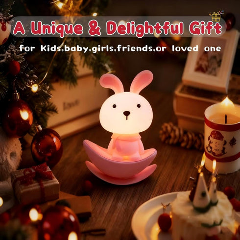 ShonlPin Night Lights for Kids,Rechargeable Nursery Night light,Small Lamps for Baby Nursery,Pink Lamps Bunny, Soft