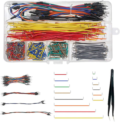 Jumper Wire Kit with Preformed Breadboard Jumper Wires, 14 Lengths Assorted + Male to Male Wires + Tweezer