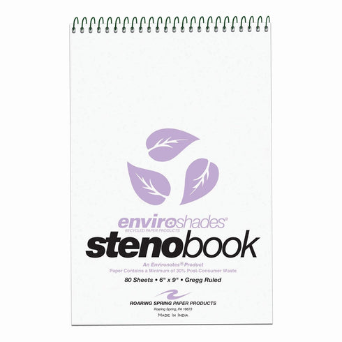 Roaring Spring Enviroshades Recycled Steno Book, Pack of 4, Orchid, 6" x 9"