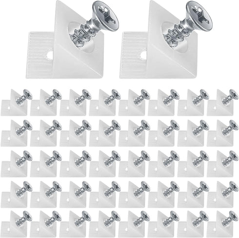 120 Pcs Drawer Wedges with Screws - Plastic Angle Code Bracket Fasteners for Furniture Repair Kit