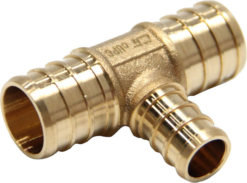 (Pack of 5) Efield 3/4" x 3/4" x 1/2" Pex Reducing Tee Brass Barb Crimp Fittings,ASTM F1807 by EFIELD