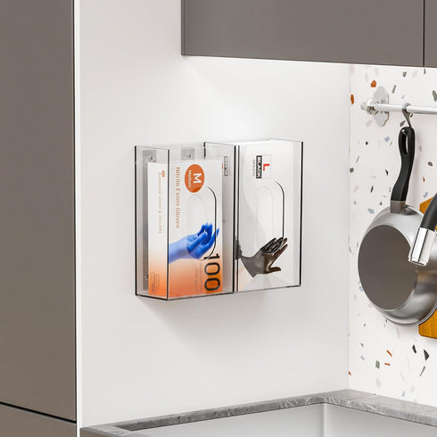 Yieach 3 Pack Acrylic Glove Holder for Wall Mount With Adhesive,No-Drill Latex Glove Box & Dispenser,Disposable Medical