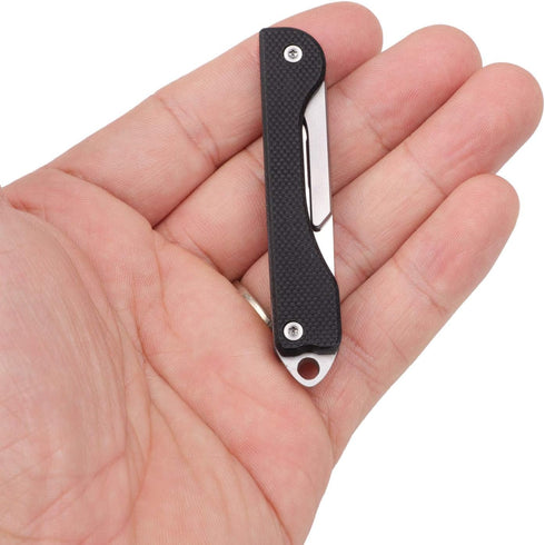 Samior S12 Mini SlipJoint Folding Pocket Knife with 10pcs #11 Replaceable Blade, Black G10 Handle Utility EDC