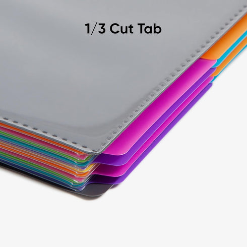 Smead Project Organizer, 24 Pockets, Grey with Assorted Bright Tabs, Tear Resistant Poly, Letter Size (89206)