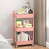 Sywhitta 3-Tier Plastic Rolling Utility Cart, Multi-Functional Storage Trolley with Handle, Pink