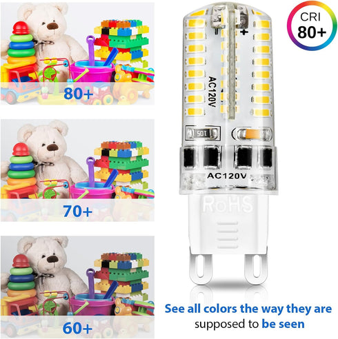 YGS-Tech Dimmable G9 LED Bulbs, 4W (35W Halogen Equivalent), 6000K Daylight White, 10-Pack