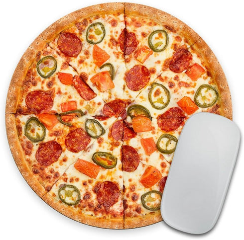 pingpi I Love Pizza Circle Mouse Pad, Rubber Mousepad, Funny Coworker Teacher Present