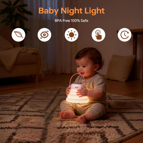 wapentake 12 dimming, Baby Night Light, Featuring Color Options and stepless Made of Soft Silicone, Foldable