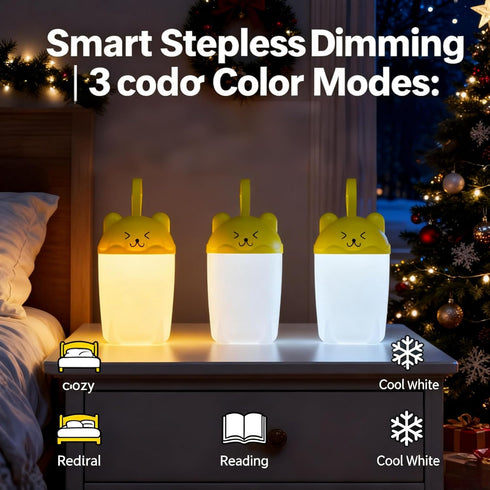 MUROAFFIAE 3 Dimming, Night Light for Kids, Cute Cat Light with Light Modes & Stepless Nursery Lamp Safe for Baby