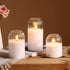 Set 3 Clear Glass Flameless Candles with Remote, Flickering LED Pillar Candles Battery Powered Ribbed Dome Top
