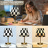 Dimmable ALAZA Table Lamp for Bedroom Nightstand White Black Buffalo Plaid Checked Desk Bedside Lamp with USB Port