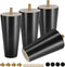 FoDau770 Black Rubber Wood Furniture Legs 5 Inches, Straight Tapered Wood Feet Mid