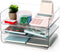 Okllen 3 Pack Stackable Paper Trays, Clear PET Desk Letter Tray Set, 3 Tier Organizer for A4 Paper, Magazine, Receipts