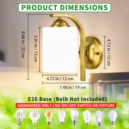 Wall Sconces Lights Lamp for Bedroom Bathroom, Modern Vanity Light Fixtures, Gold Farmhouse Wall Mount Lighting