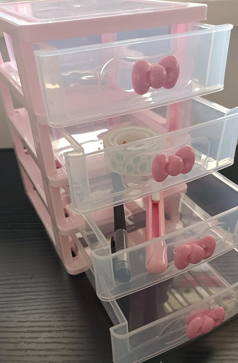 Girls Cute Color Storage Box, 4 Layers Desktop Organizer for Jewelry and Small Items