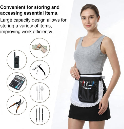 Shinylin Pack Server Apron Waist Pouch with Pocket Restaurant Waitress Accessories Bag Utility Waist for Gardening